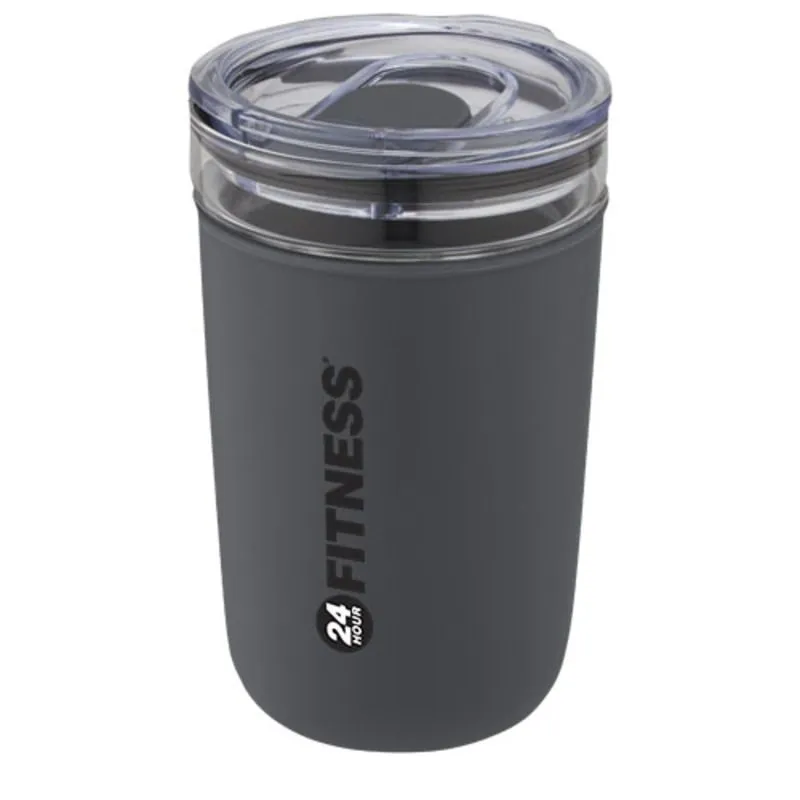 Vaso de vidrio de 420 ml con pared exterior de plástico reciclado 'Bello'